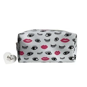 🍀Imoshion Eyelashes and Lips Faux Pebbled Leather Cosmetic Bag Brand New